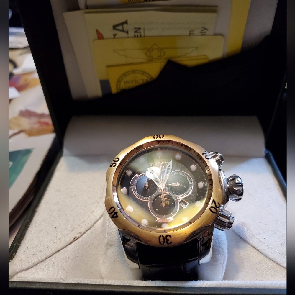 Invicta Reserve Gold and Black 52mm watch